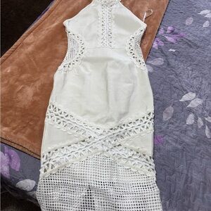 Missguided Strapless White Lace Dress